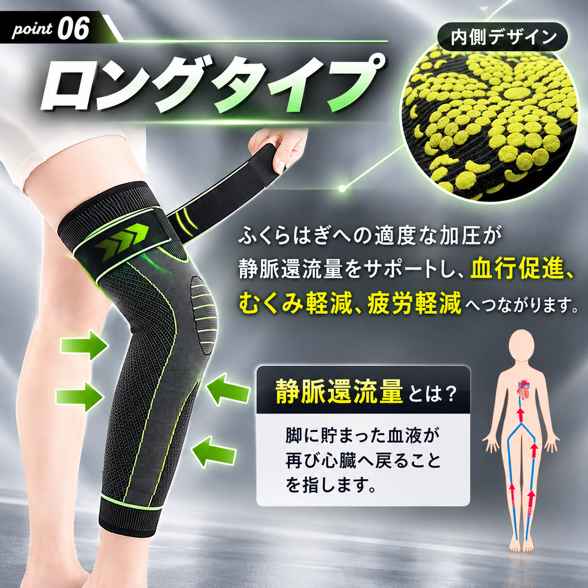 HizaFit™ ロング膝サポーター