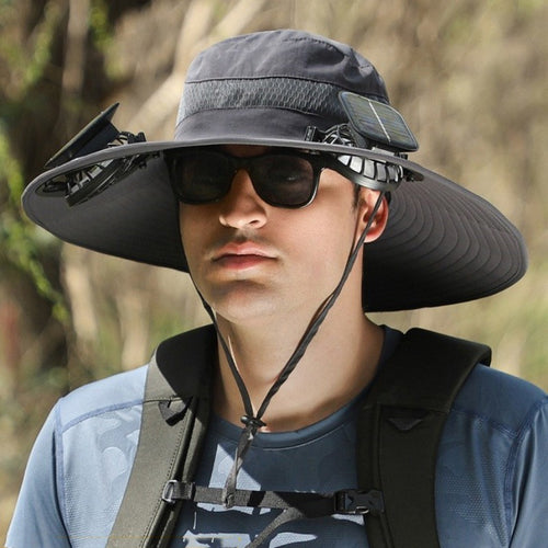 EcoFanHat™ ソーラーファン付き日除け帽子(夏の必需品)